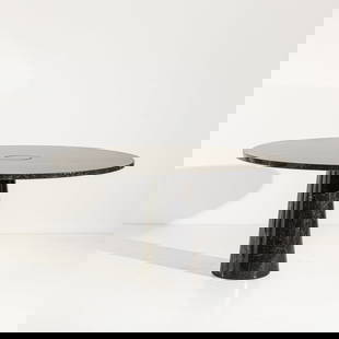 ANGELO MANGIAROTTI: Tavolo della serie Eros. Marmo marquinia tornito. Produzione Skipper anni '80. cm 72x135 AN OCCASIONAL TABLE BY A. MANGIAROTTI Casa Amica, n. 11, maggio 1971, pp.24 ; 24; Domus n.505, dicembre 1971, p