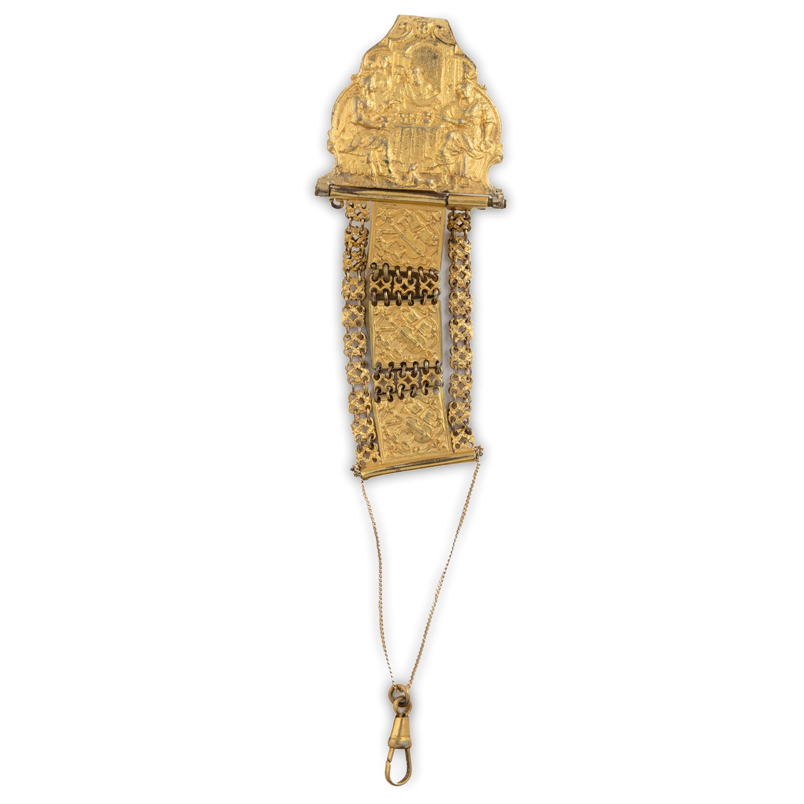 CHATELAINE IN METALLO DORATO E ORO, FRANCIA 1750 CIRCA (1 of 2)