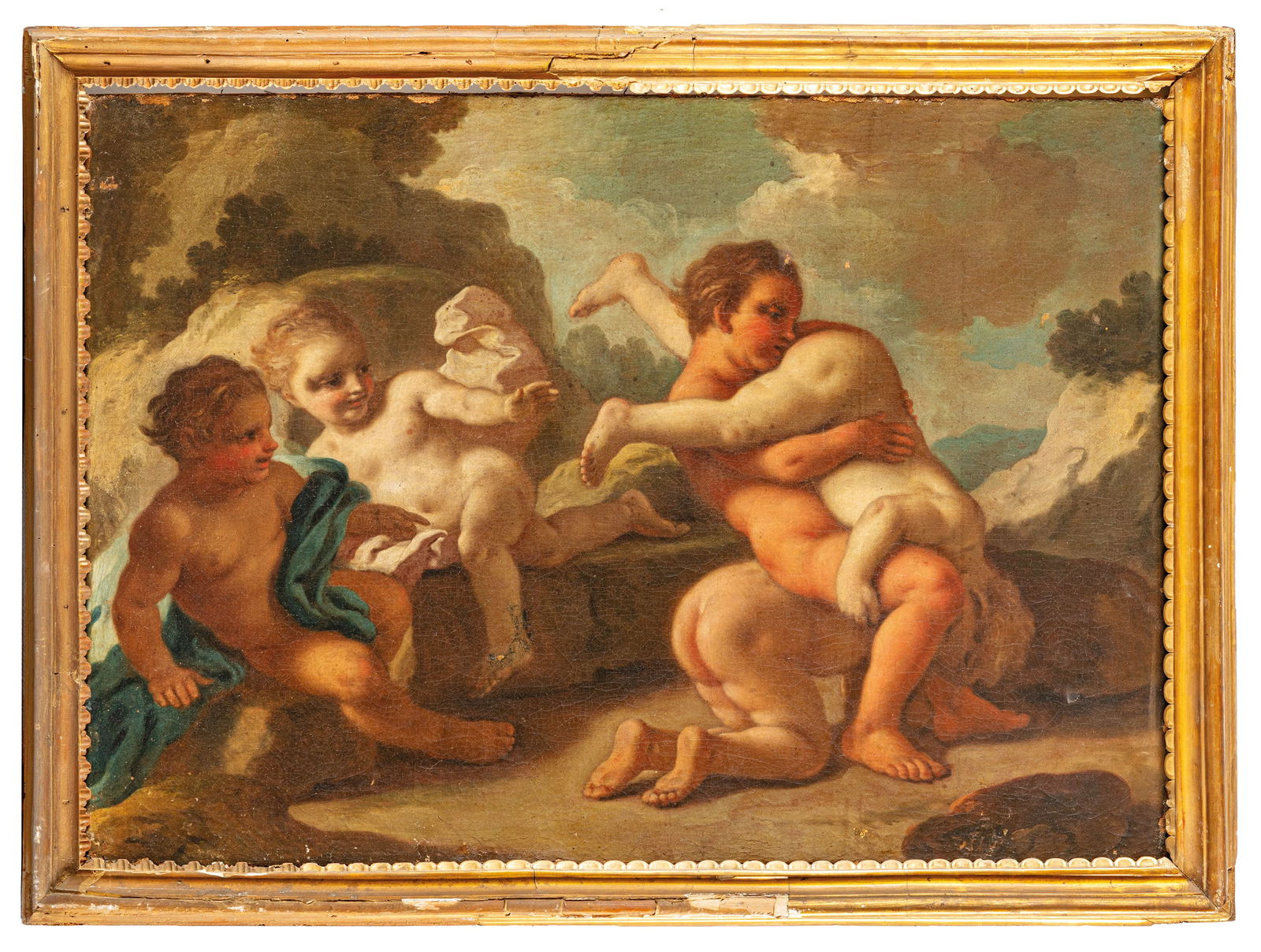 FRANCESCO DE MURA: (Napoli, 1696 - 1782) Giochi di putti Olio su tela, cm 82,5X93 Provenienza: Collezione privata Vedi scheda al lotto successivo. Si ringrazia Riccardo Lattuada per l'attribuzione. Bibliografia di rifer