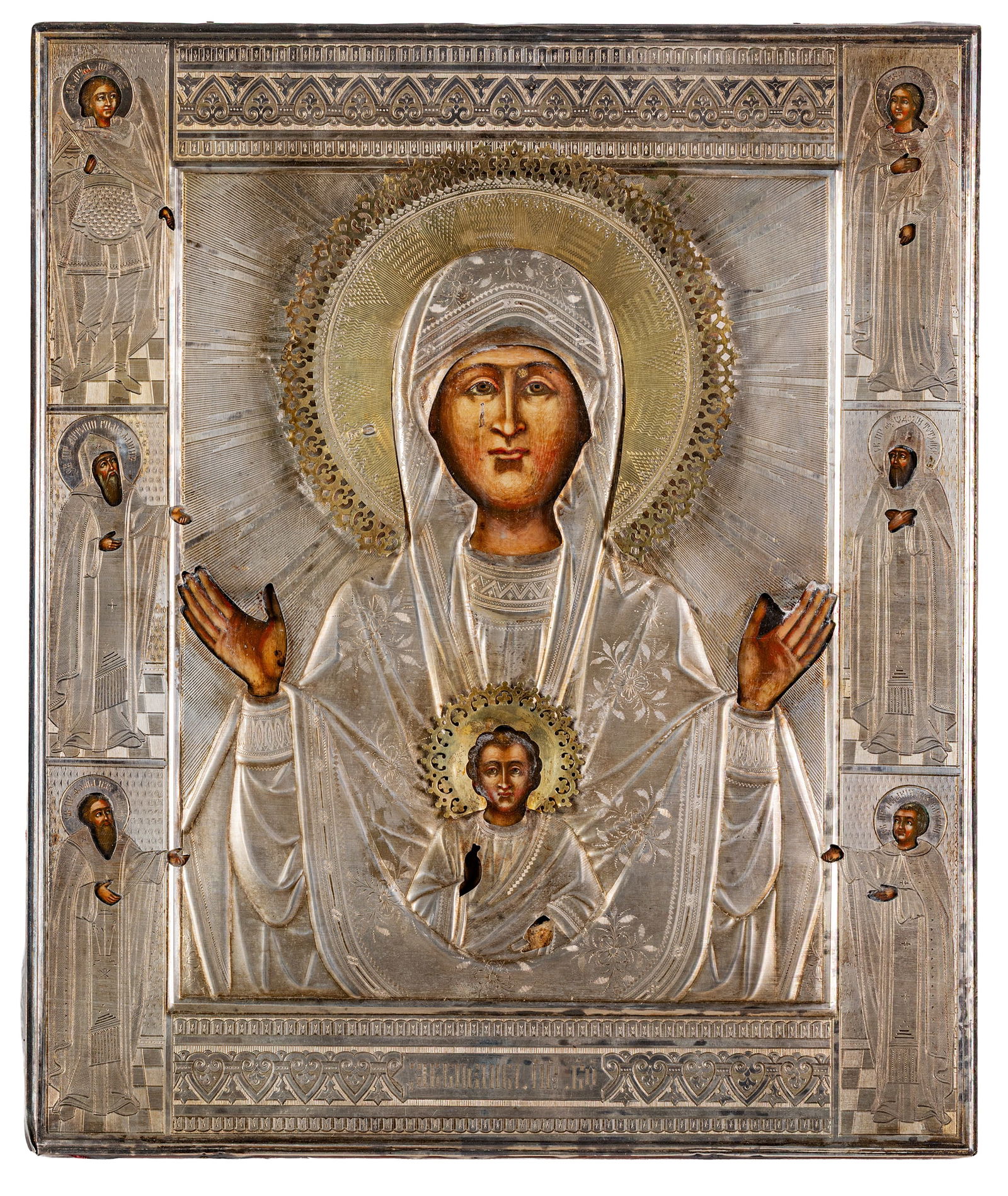 ICONA RUSSA RAFFIGURANTE LA VERGINE DEL SEGNO CON RIZA (1 of 1)