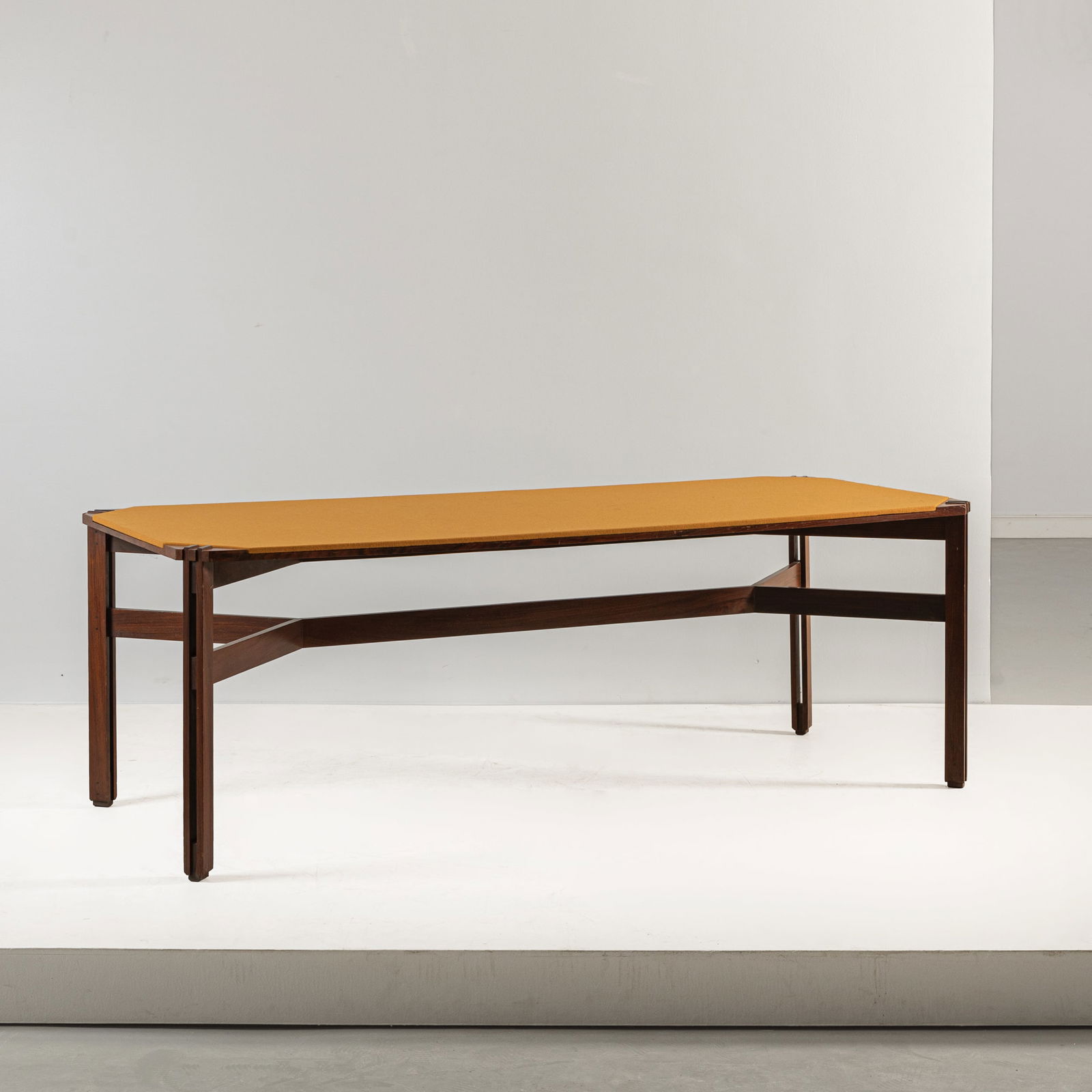 ICO PARISI: Tavolo mod. 754/2. Legno esotico massello, panno. Produzione Figli di Amedeo Cassina, 1962 ca. cm 72,5x211x85,5 A TABLE BY I. PARISI R. Lietti, Ico Parisi. Design. Catalogo ragionato 1936-1960, Silvan