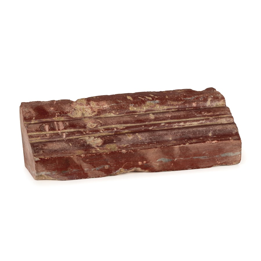 ELEMENTO DECORATIVO IN MARMO ROSA MORO, XVIII SECOLO: modanato a più ordini come mensola architettonica, completo di staffe di fissaggio in metallo; difetti, alcune sbeccature e mancanze, graffi Cm 9,5X32,5X10 A MARBLE DECORATIVE ELEMENT, 18TH