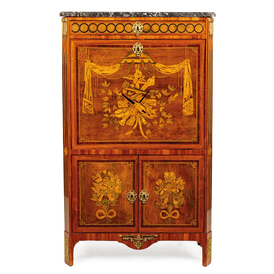 SECRETAIRE IMPIALLACCIATO IN LEGNI VARI E TINTI, (1 of 4)