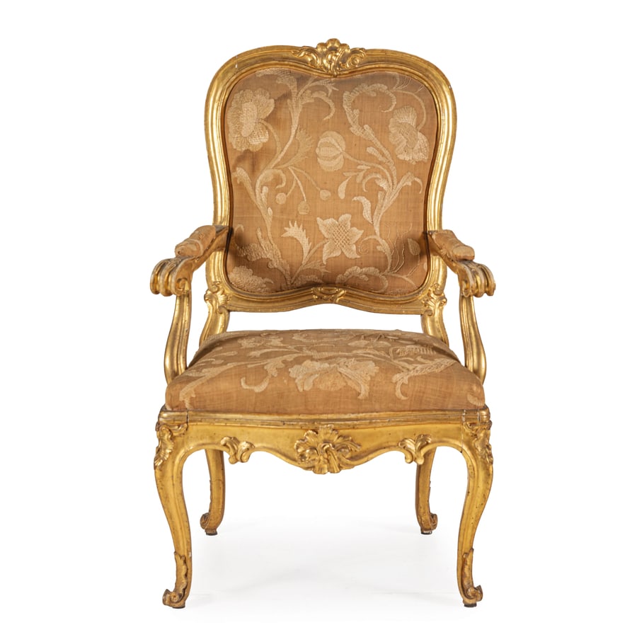SEI POLTRONE LEGNO INTAGLIATO E DORATO, STATO (1 of 2)