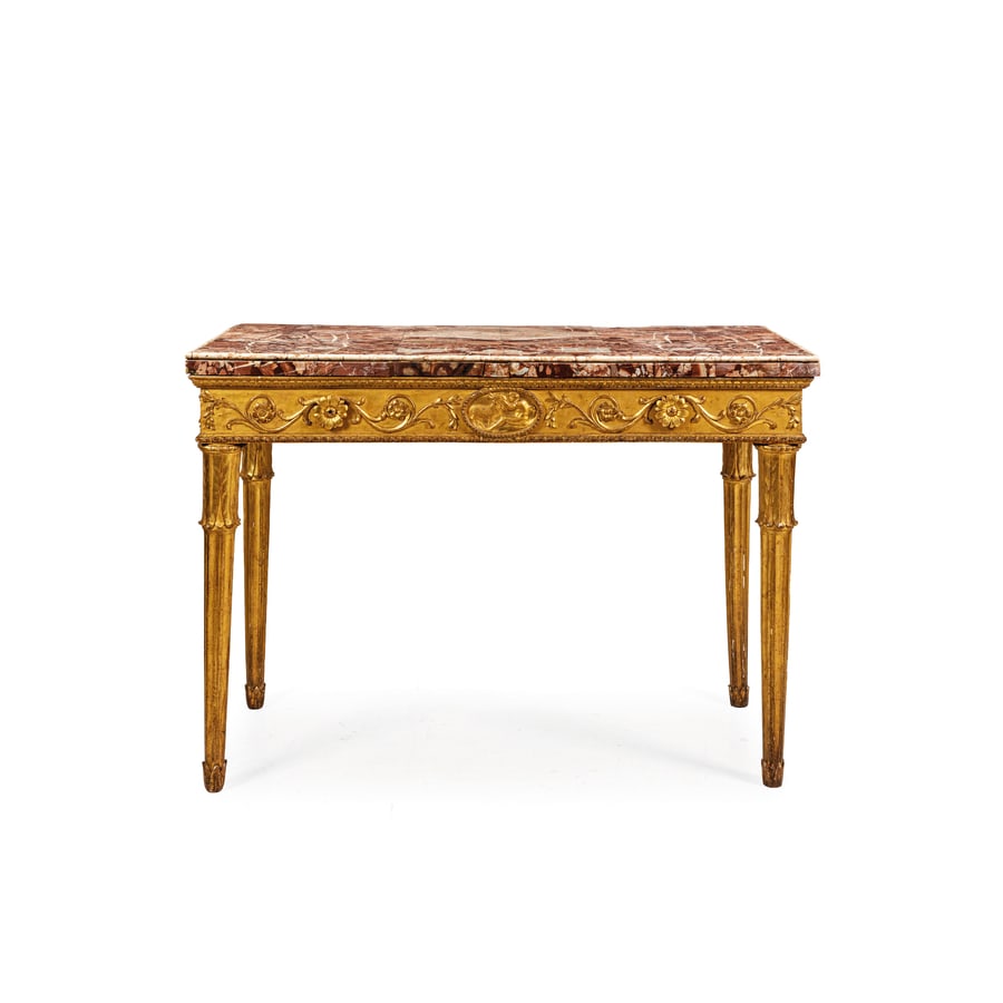 COPPIA DI CONSOLE IN LEGNO INTAGLIATO E DORATO, ROMA, (1 of 5)