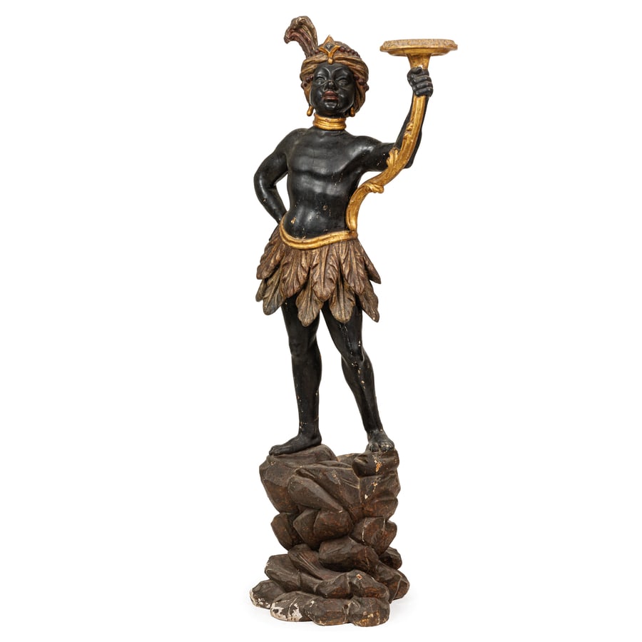 COPPIA DI GRUPPI IN LEGNO LACCATO E DORATO, XVIII (1 of 5)