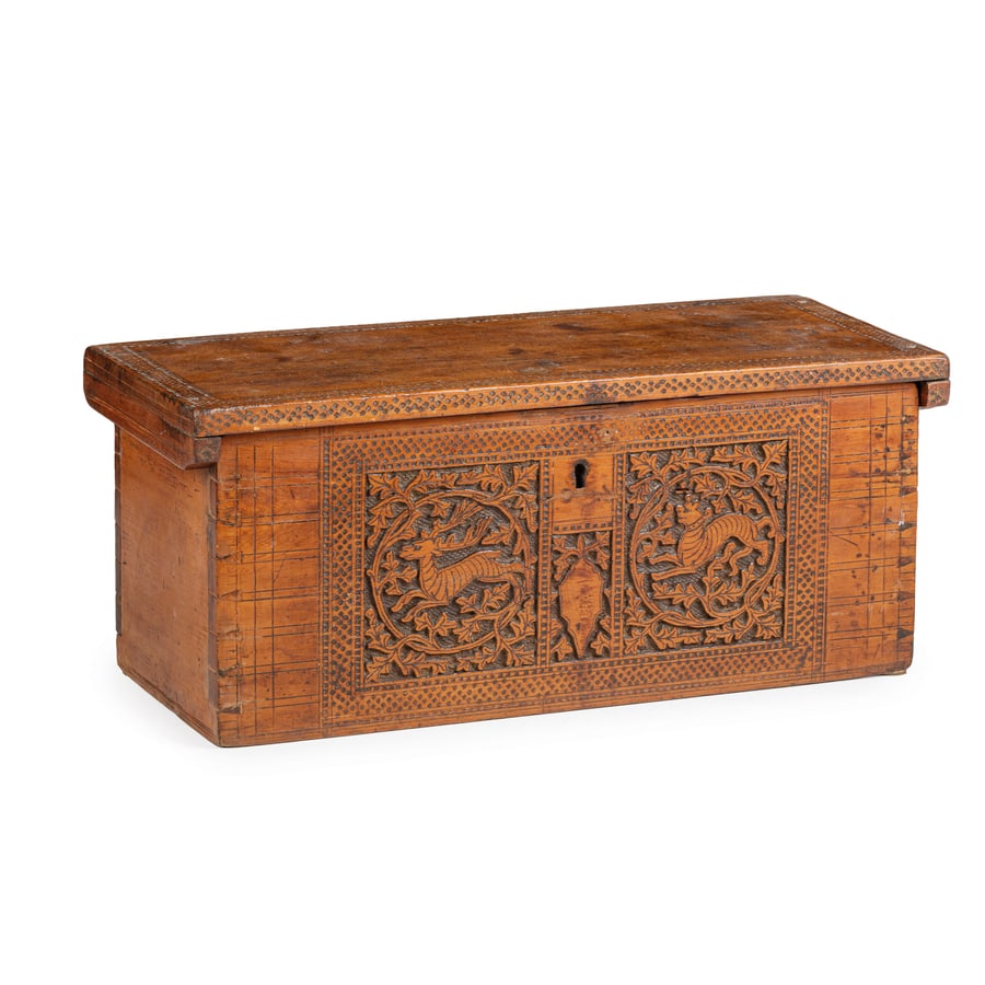 MODELLO DI CASSONE IN LEGNO PATINATO, XVII-XVIII SECOLO (1 of 4)
