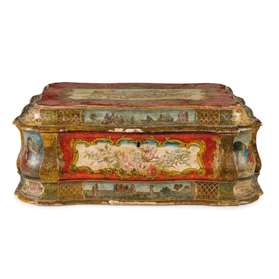 GRANDE SCRIGNO IN LEGNO DIPINTO E LACCATO, SICILIA, (1 of 6)