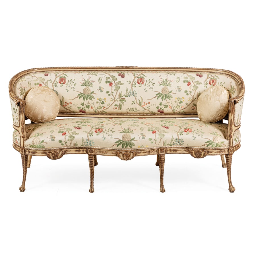 DIVANO IN LEGNO LACCATO E ARGENTATO, XVIII-XIX SECOLO (1 of 4)