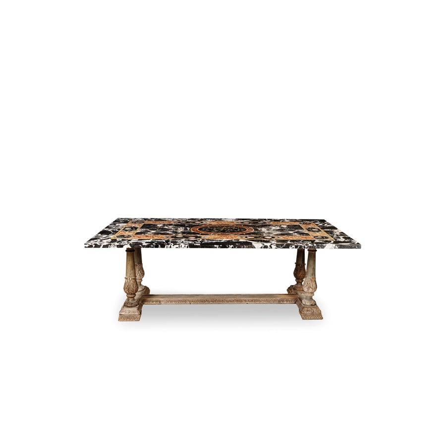 GRANDE PIANO DI TAVOLO IMPIALLACCIATO IN MARMI (1 of 5)