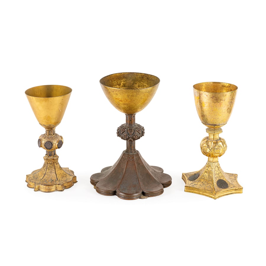 LOTTO DI TRE CALICI IN METALLI DIVERSI (1 of 3)