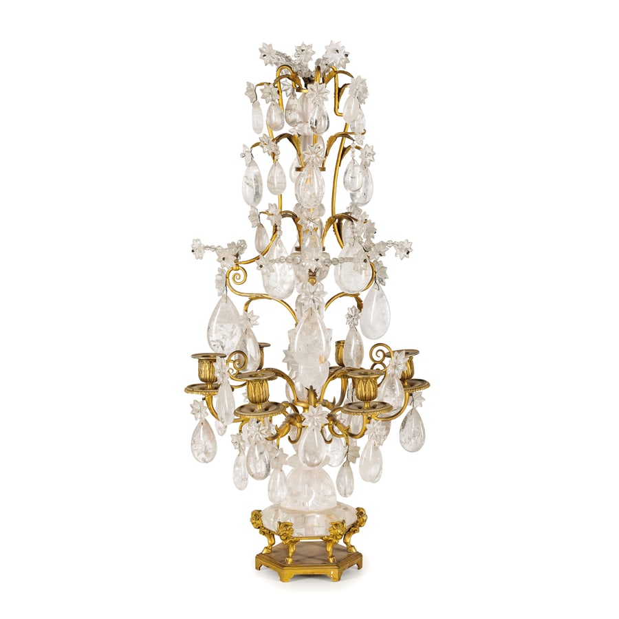 GIRANDOLE IN CRISTALLO DI ROCCA E BRONZO DORATO, XIX (1 of 1)