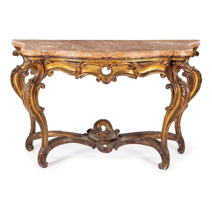 CONSOLE IN LEGNO INTAGLIATO E DORATO A MECCA, NAPOLI, (1 of 3)