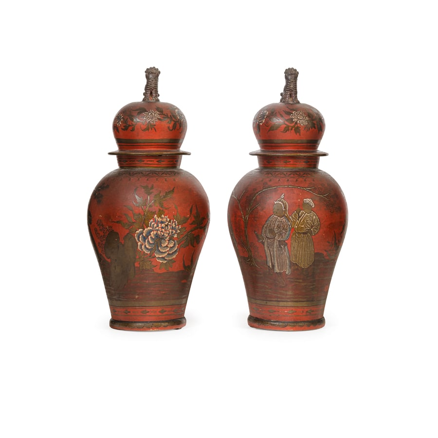 COPPIA DI VASI IN TERRACOTTA DIPINTA, XIX SECOLO (1 of 1)