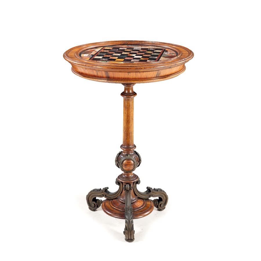 TAVOLO DI SERVIZIO IMPIALLACCIATO IN LEGNI VARI E (1 of 2)