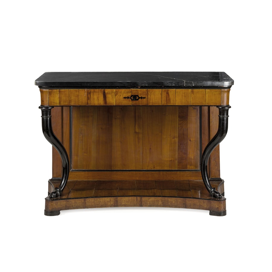 COPPIA DI CONSOLE IN LEGNO DI CILIEGIO ED EBANO, METÀ (1 of 2)