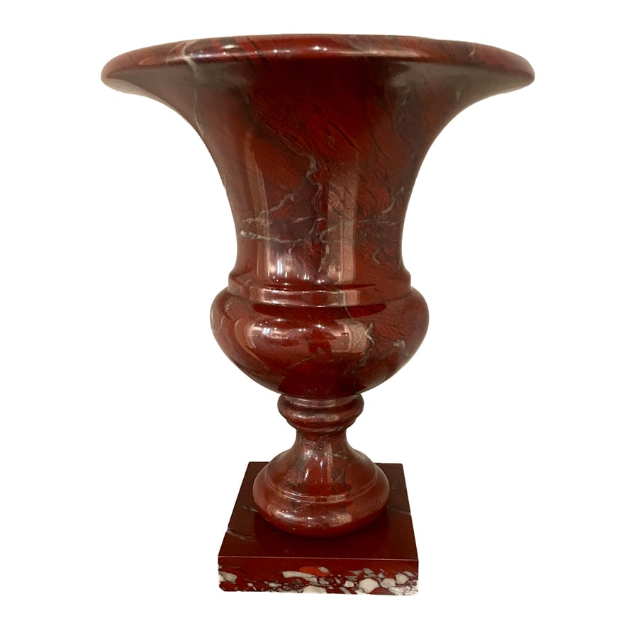 COPPIA DI GRANDI VASI IN MARMO ROSSO LAGUNA, XX SECOLO (1 of 2)