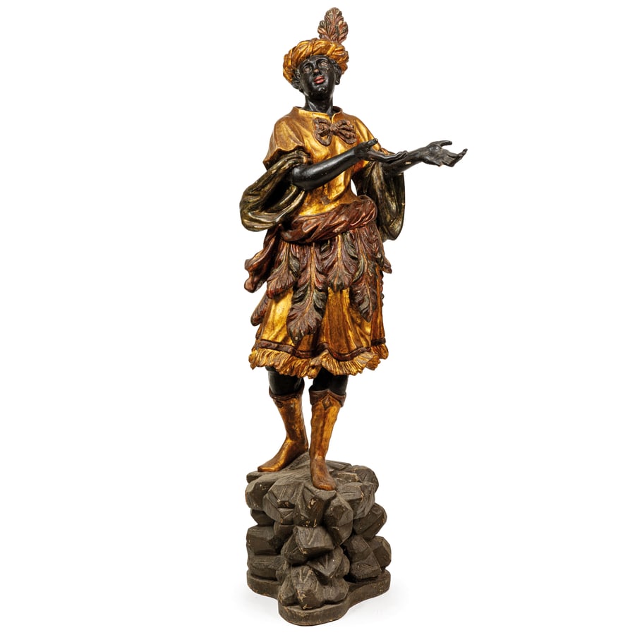 COPPIA DI GRUPPI IN LEGNO LACCATO E DORATO, XVIII (1 of 5)