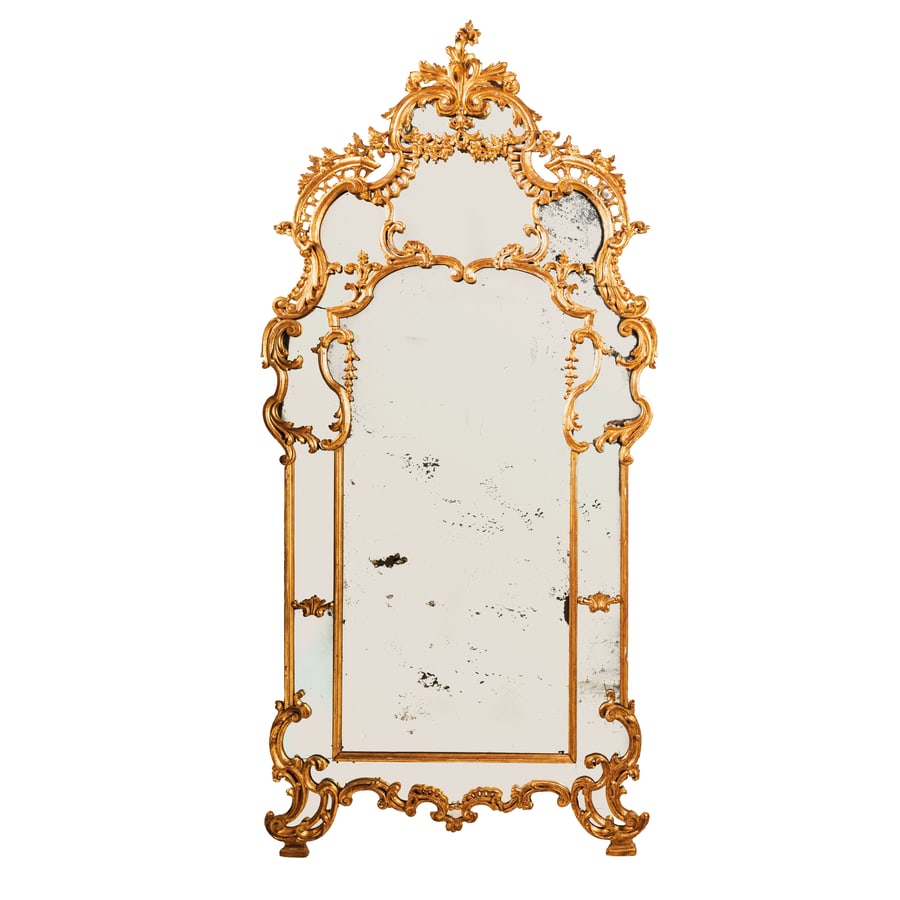 GRANDE SPECCHIERA IN LEGNO INTAGLIATO E DORATO, (1 of 2)