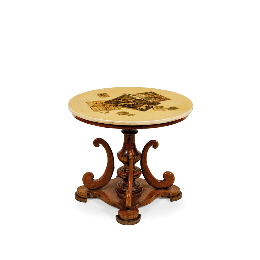 PIANO DI TAVOLO IN MARMO A TROMPE-L'OEIL, METÀ DEL XX (1 of 2)