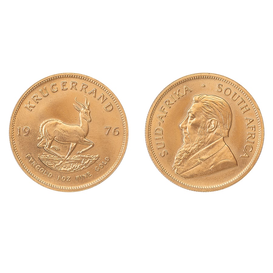 ZECCHE ESTERE. SUDAFRICA. KRUGERRAND 1976: Au. 33,93 gr. 32,77 mm. D: Ritratto di Paul Kruger a sin. R: Springbok saltante. Bibliografia: KM#73