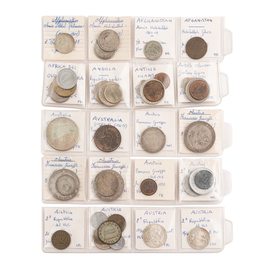 ZECCHE ESTERE. INSIEME DI OLTRE 90 MONETE DI PAESI: DIVERSI Da esaminare con attenzione. Provenienza: Giuseppe Nascia, Milano.