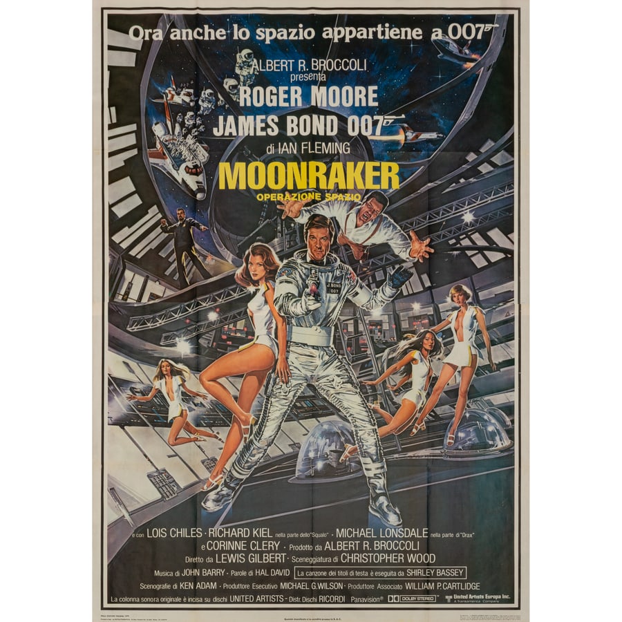 'Moonraker' [James Bond, 007]: [Roger Moore] Prima Edizione Italiana, 1979 Edito Rotolitografica, Roma Formato 4F [h 200 x L 140 cm] Status Report A/B