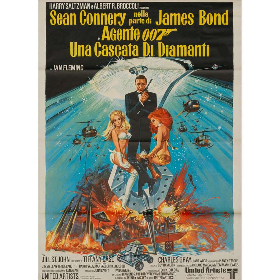 'Una Cascata di Diamanti' [James Bond, 007]: [Sean Connery] Prima Edizione Italiana, 1971 by McGinnis Robert Artwork Edito Lito P. Ragioni, Roma Formato 2F [h 140 x L 100 cm] Status Report A/B