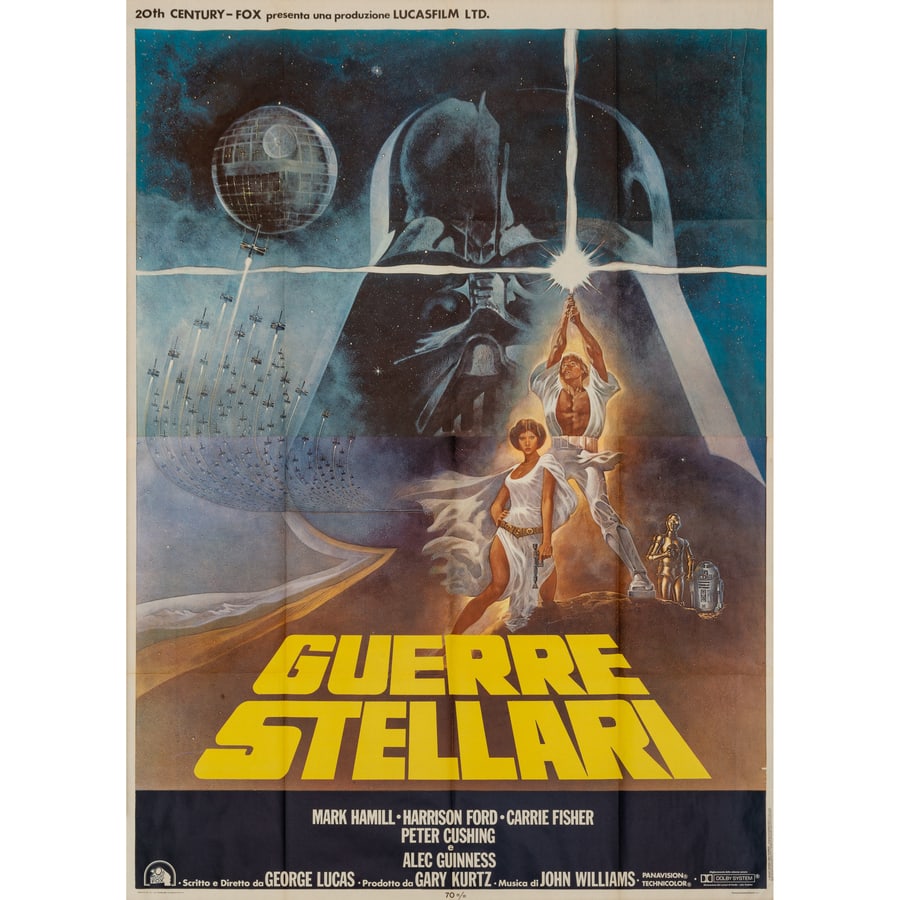 'Guerre Stellari': Prima Edizione Italiana, 1977 by Jung Tom Artwork Edito Lito P. Ragioni, Roma Formato 4F [h 200 x L 140 cm] Status Report B/A