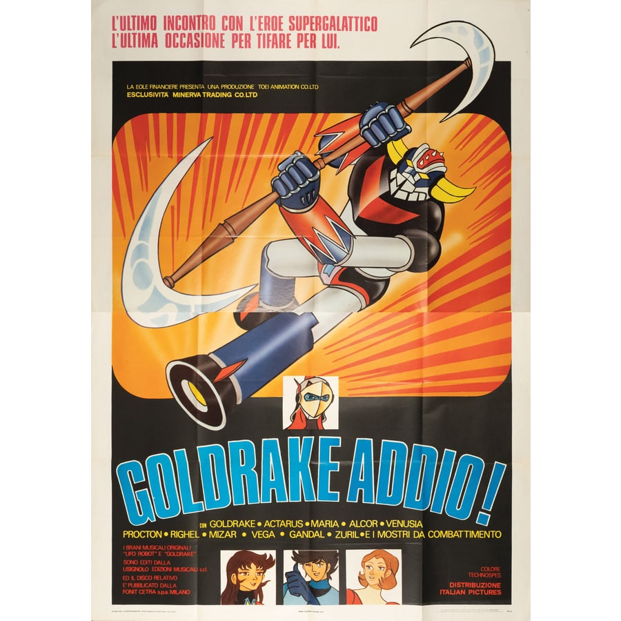 'Goldrake Addio!': Prima Edizione Italiana, 1980 Edito Rotolitografica, Roma Formato 4F [h 200 x L 140 cm] Status Report B