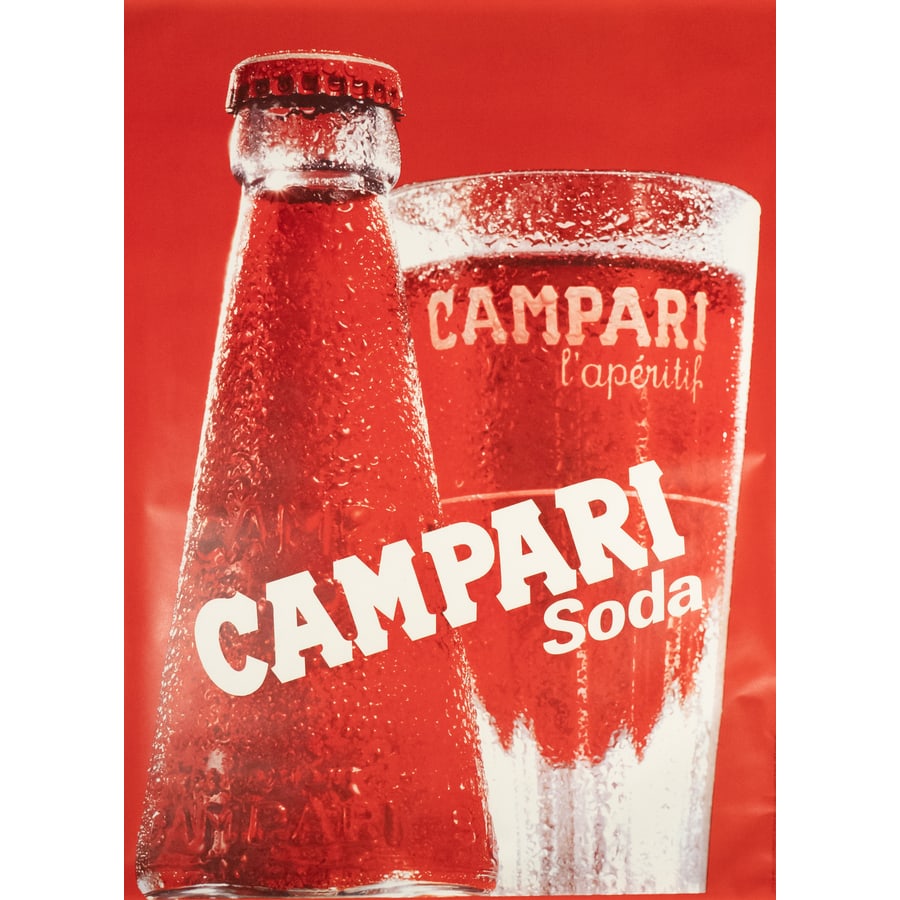 'Campari Soda': Manifesto Offset [Non Telato] Progetto by Michels Sergio BGG, Lugano Foto by Perret, Lugano Edito Trub, Aarau Epoca Anni '90 Misure h 127 x L 90 cm Status Report A-