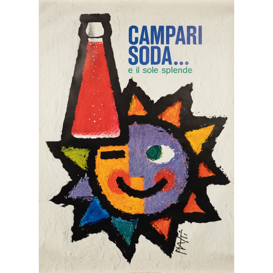 'Campari Soda' [Sole]: Manifesto Offset [Non Telato] by Piatti Celestino Edito A. Trub & Cie., Aarau-Lugano Epoca 1968 ca. Misure h 127 x L 90 cm Status Report A/B