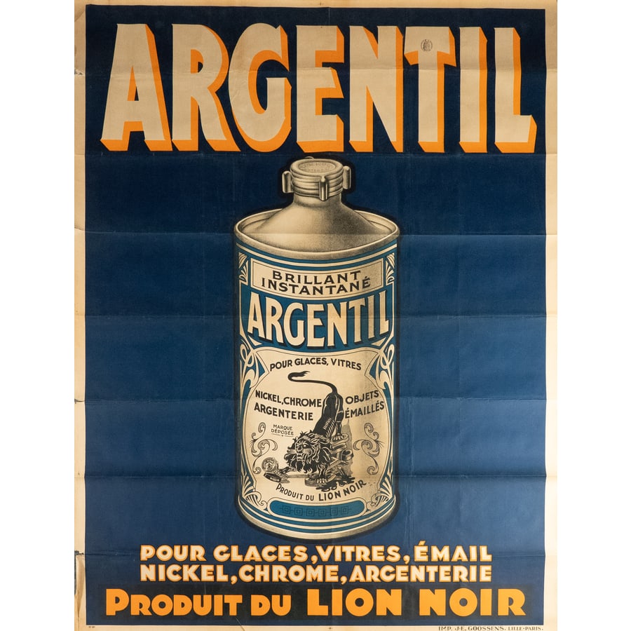 'Argentil': Manifesto Litografia [Non Telato] Anonimo Edito Imp. J-E. Goossens, Lille-Paris Epoca 1935 ca. Misure h 158 x L 120 cm Status Report B-
