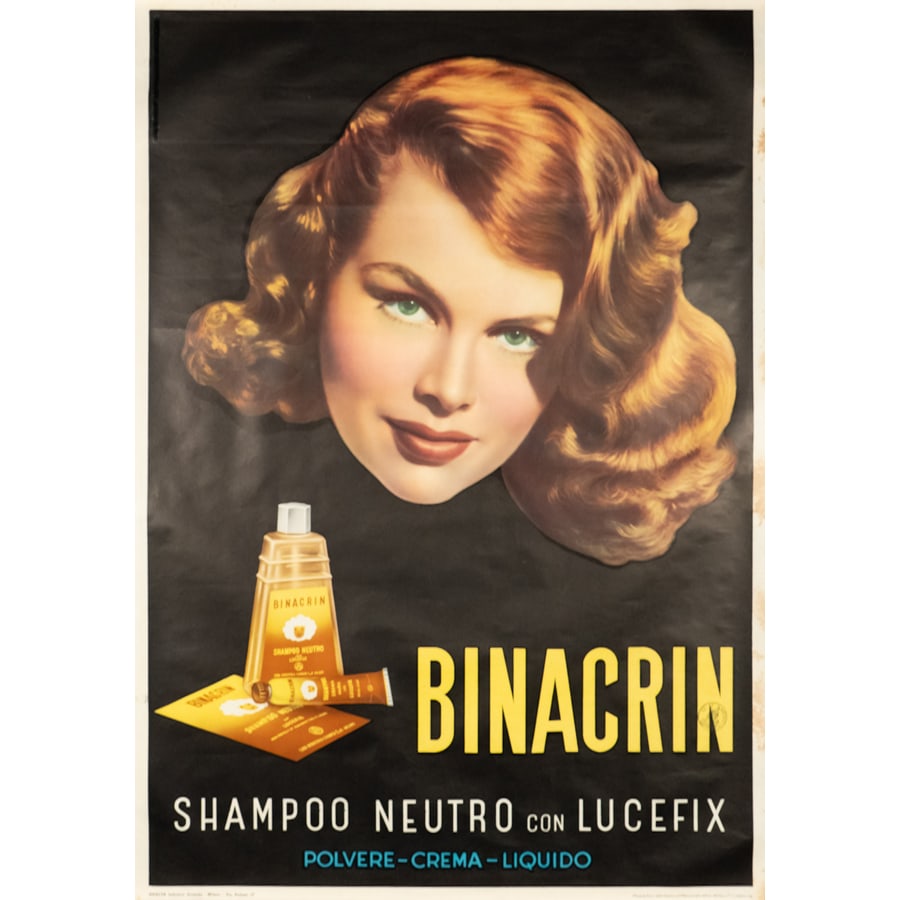 'Binacrin': Manifesto Offset [Non Telato] Anonimo Edito Ripalta Industrie Grafiche, Milano Epoca 1953 ca. Misure h 100 x L 70 cm Status Report B