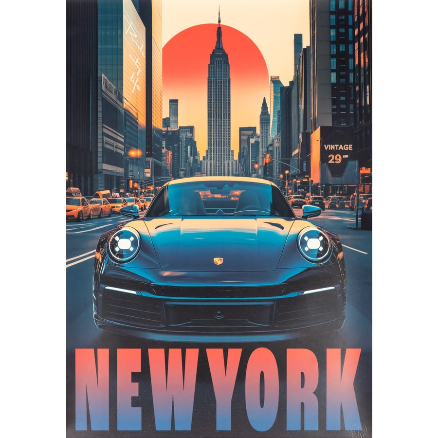 'New York' [Porsche]: Manifesto Ornamentale Offset by Pollux Misure h 100 x L 70 cm [Formato 1F] Status Report A