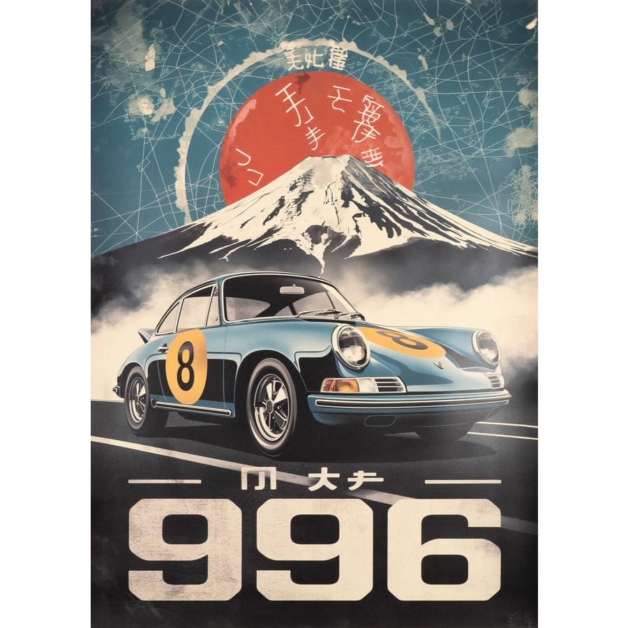 'Fuji' [Porsche]: [Modello 912] Manifesto Ornamentale Offset by Pollux Misure h 100 x L 70 cm [Formato 1F] Status Report A