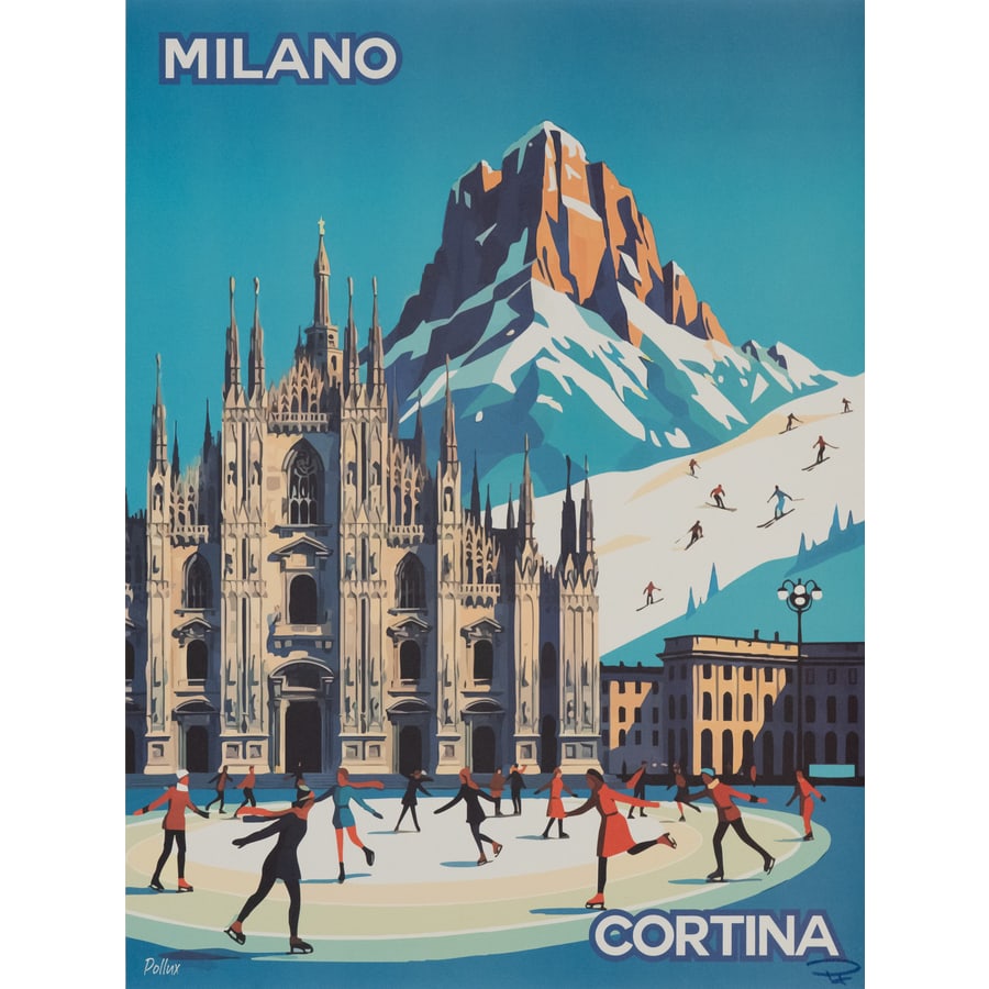 'Milano-Cortina' [Giochi Olimpici 2026]: Manifesto Ornamentale Offset by Pollux Misure h 70 x L 50 cm [Formato 1/2F] Status Report A