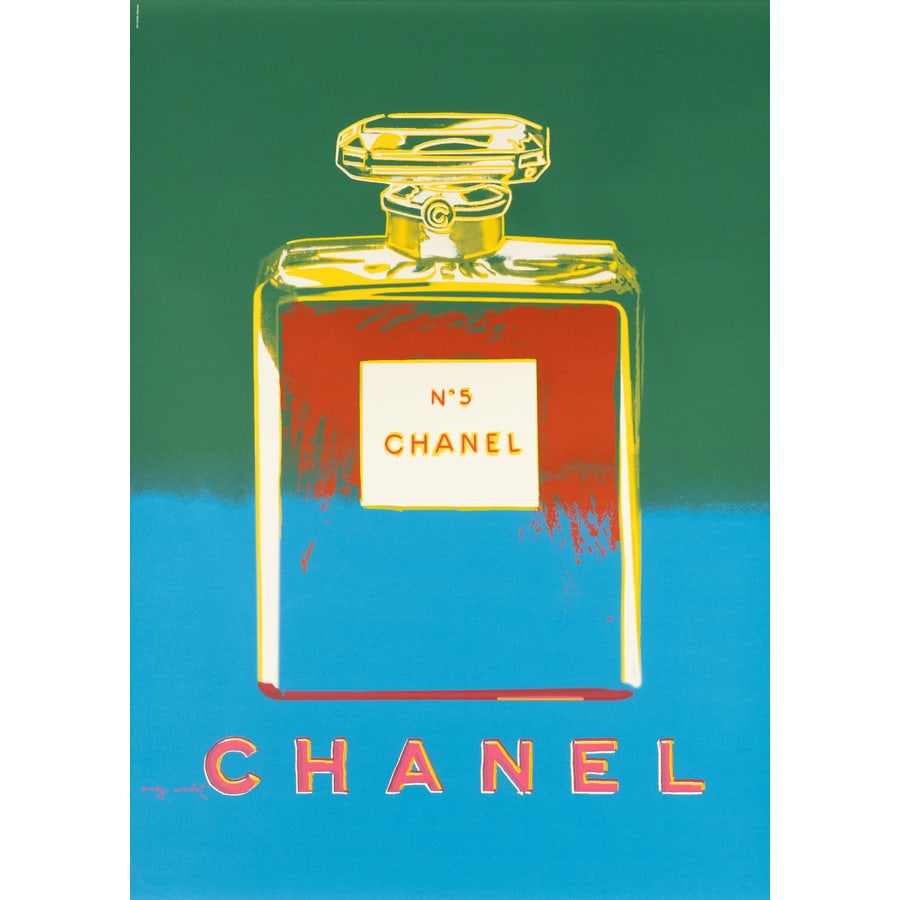 'Chanel' [Green]: Manifesto Ornamentale Serigrafia by Warhol Andy [After] Epoca Anni 2000 Misure h 100 x L 70 cm [Formato 1F] Condizioni A