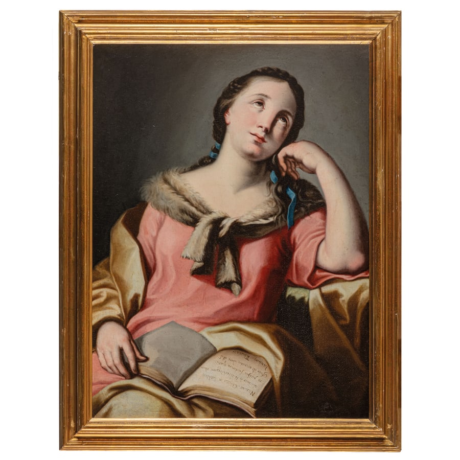 TOMMASO CONCA (attr. a): (Gaeta, 1734 - Roma, 1815) Sibilla Olio su tela, cm 97,5X73 Provenienza: Collezione di George Encil Londra, Sotheby's, 15 aprile 1999, lotto 67 (come scuola veneziana del XVIII secolo) Collezione priv