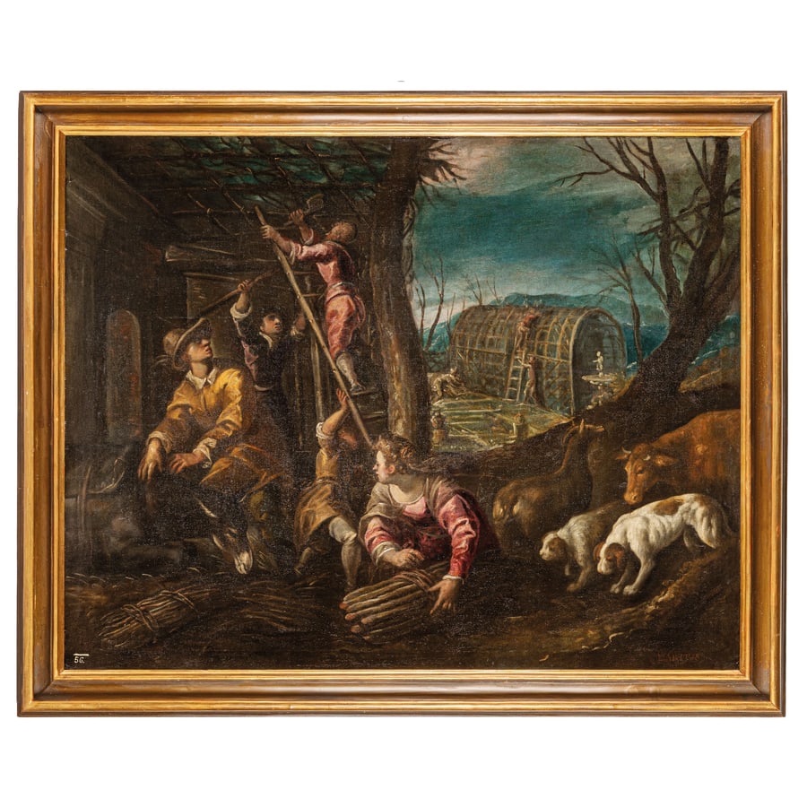 ANDREA MICHIELI detto ANDREA VICENTINO: (Vicenza, 1542 - Venezia, 1617) Allegoria del mese di marzo Olio su tela, cm 121X152,5 Provenienza: Collezione Felipe Jacinto Sala (secondo il cartellino sul verso con il n. 115) Collezione privata Ne