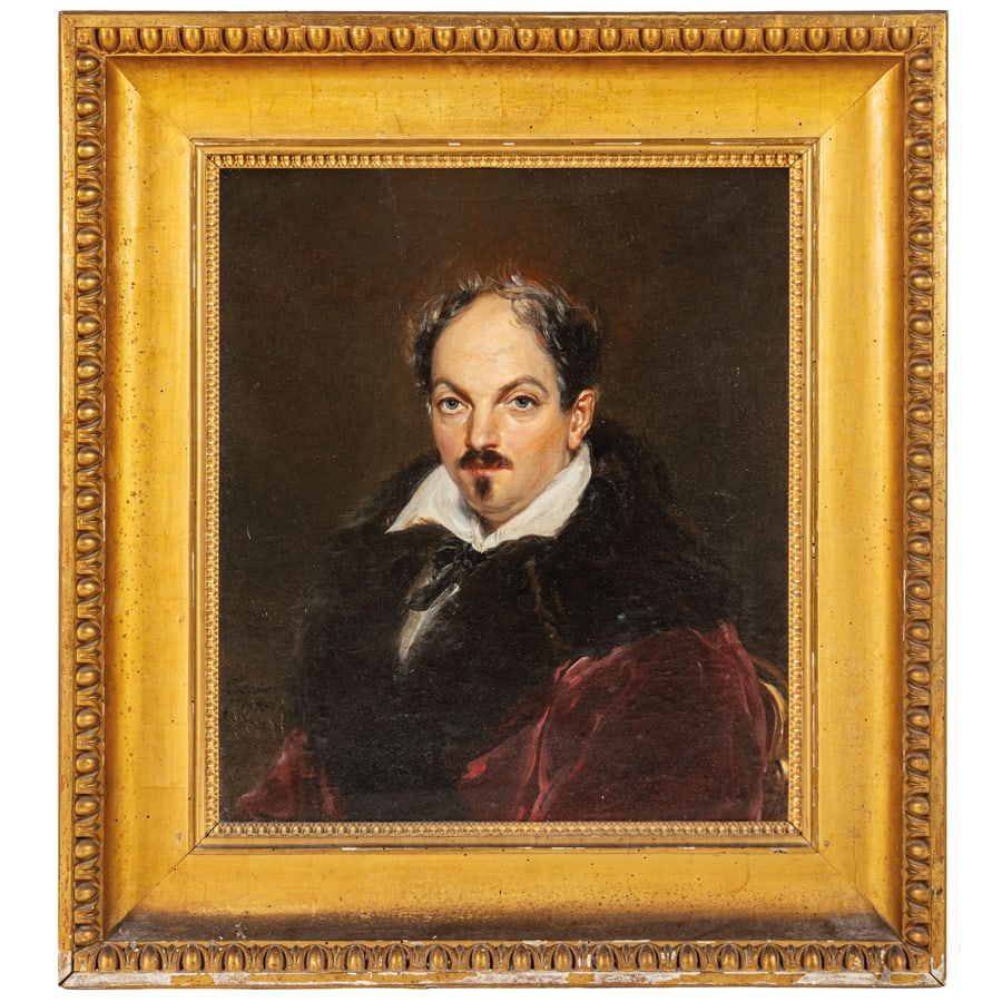 PIETRO LUCCHINI: (Bergamo, 1799 - Bologna, 1883) Ritratto di Domenico Donzelli Firmato in basso a sinistra: 'P. Lucchini f. 1835' Olio su tela, cm 70,3X61 Provenienza: Milano, Asta Porro, 21 novembre 2007, lotto 260 C