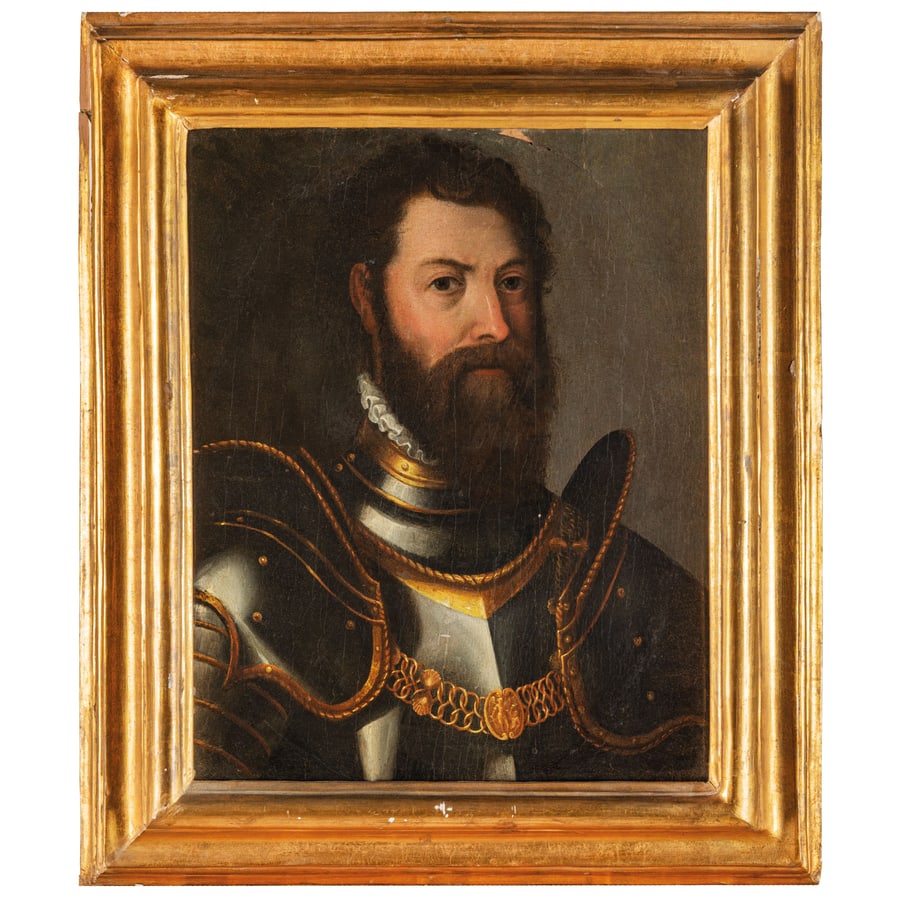CRISTOFANO DI PAPI DELL'ALTISSIMO: (Firenze, 1525 - 1605) Ritratto di Piero Strozzi Olio su tavola, cm 45,5X36 Provenienza: Vienna, Dorotheum, 29 aprile, 2025, lotto 46 (come cerchia di Cristofano Di Papi) Genova, collezione privata