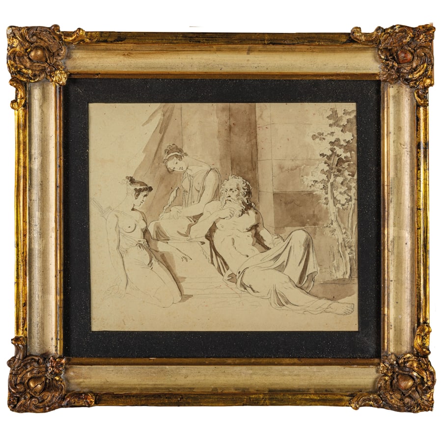 FRANCESCO HAYEZ: (Venezia, 1791 - Milano, 1882) Loth e le figlie Matita e inchiostro su carta, cm 24X28 Esposizioni: Hayez e il suo tempo. Ritratti della Milano Romantica, Palazzo Borromeo D'Adda, Milano 2025, p. 33,