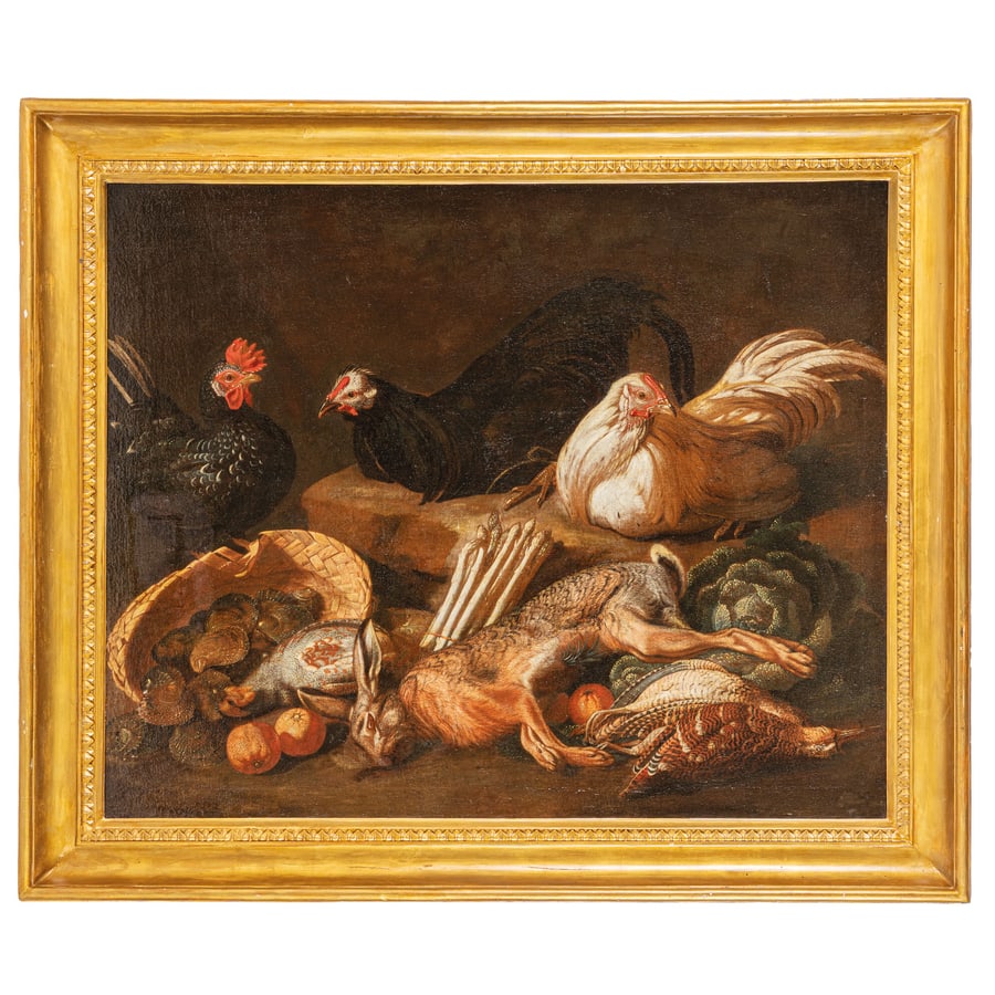 JACOB DE KERCKHOVEN detto JACOPO DA CASTELLO: (Anversa, 1637 - Venezia, 1712) Selvaggina Olio su tela, cm 98X119,5 Provenienza: Londra, Sotheby's, 17 aprile 1996, lotto 162 (come Jacob De Kerckhoven) Milano, collezione privata Bibliografia: