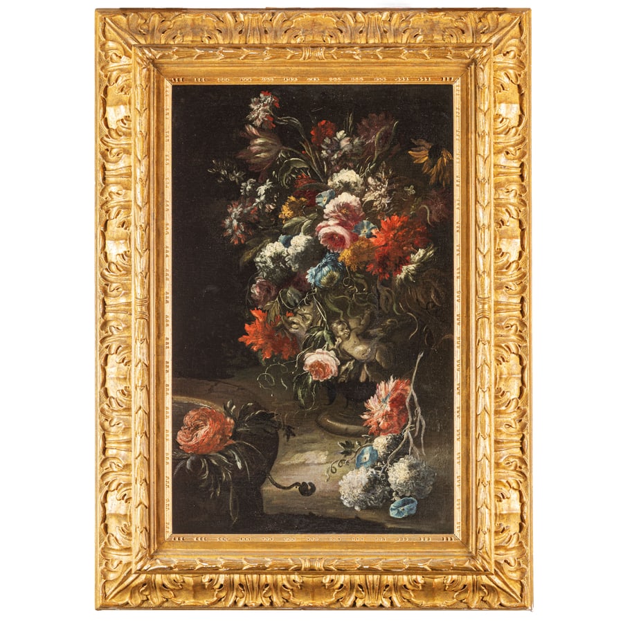 NICOLA CASISSA: (Napoli, 1646/52 - 1732) Natura morta? Olio su tela, cm 99,5X78 Provenienza: Don Gregorio Carafa Cantelmo Stuart, principe di Roccella Collezione privata Casissa fu il migliore allievo di Andrea e il