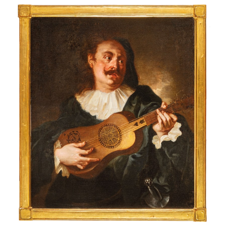 NICCOL? CASSANA: (Venezia, 1659 - Londra, 1714) Ritratto di musico Olio su tela, cm 95,3X80,5 Niccolò Cassana nasce a Venezia nel 1659 e come ci ricorda il biografo Carlo Giuseppe Ratti fu di 'indole attiva, brio