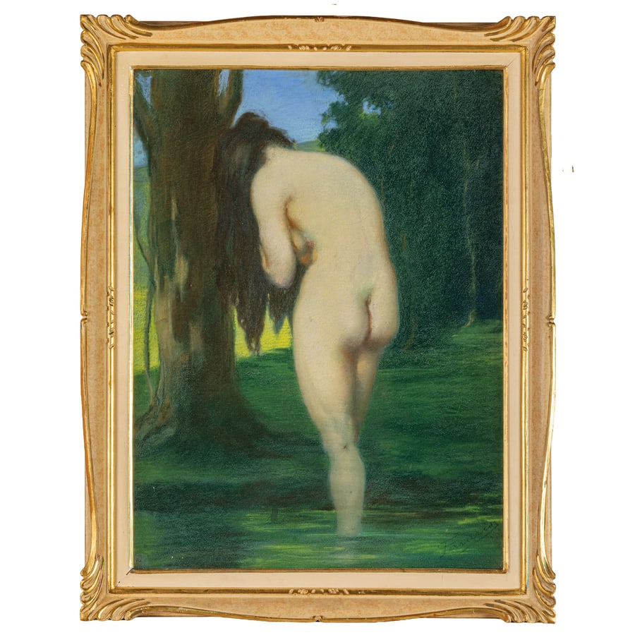 ARTUR FERRARIS: Ungheria, 1856 - 1936 Nudo femminile Firmato Ferraris in basso a destra Pastello su cartone, cm 63X46,5
