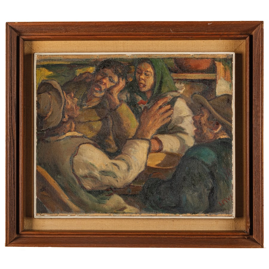 ITALO MUS: Chatillon, 1892 - S.Vincent, 1967 Coro valdostano Firmato I Mus in basso a destra Olio su tela, cm 50X60 Provenienza: Milano, Galleria Italiana d'Arte Italia, collezione privata Esposizioni: Milano,