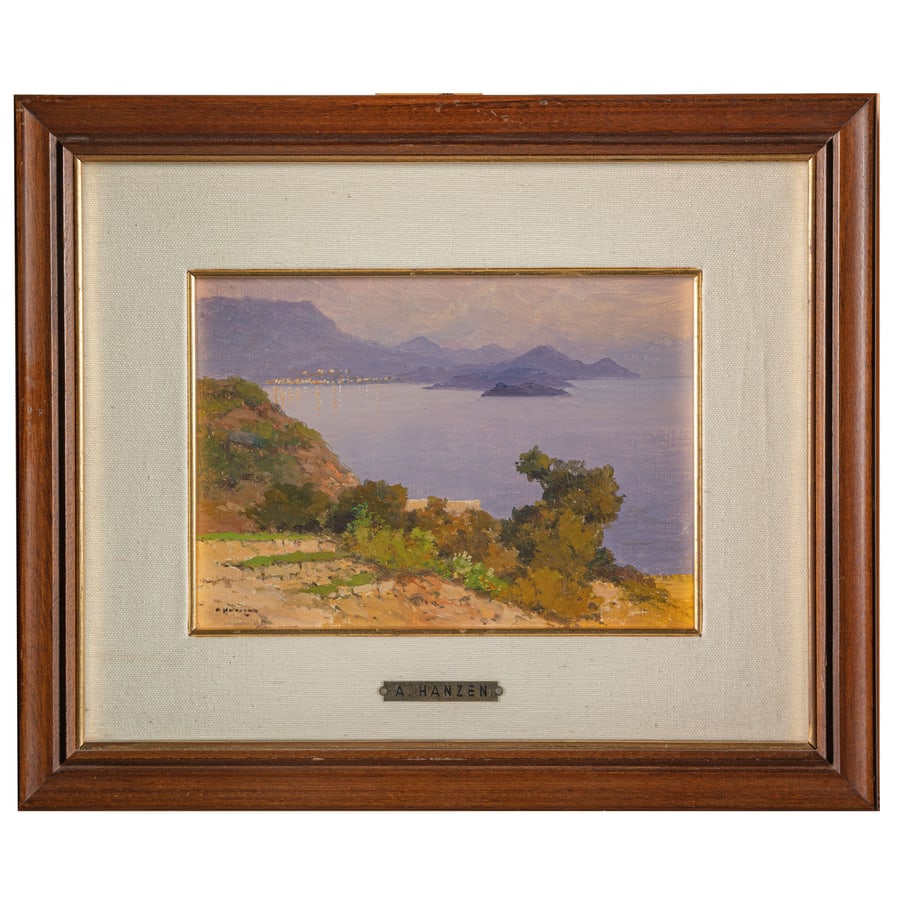 ALEKSEI VASILIEVICH HANZEN: Ucraina, 1876 - Croazia, 1937 Paesaggio della Croazia Firmato A Hanzen in basso a sinistra Olio su tela, cm 16X22,5