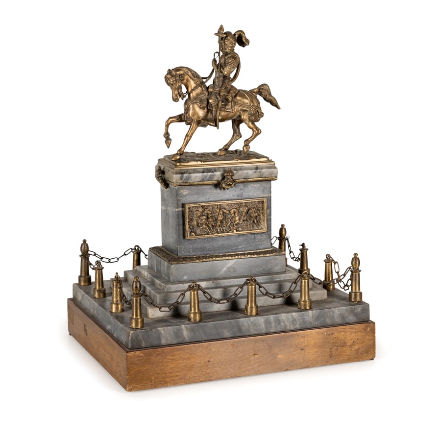 GRUPPO EQUESTRE IN BRONZO E MARMO, XIX SECOLO (1 of 3)